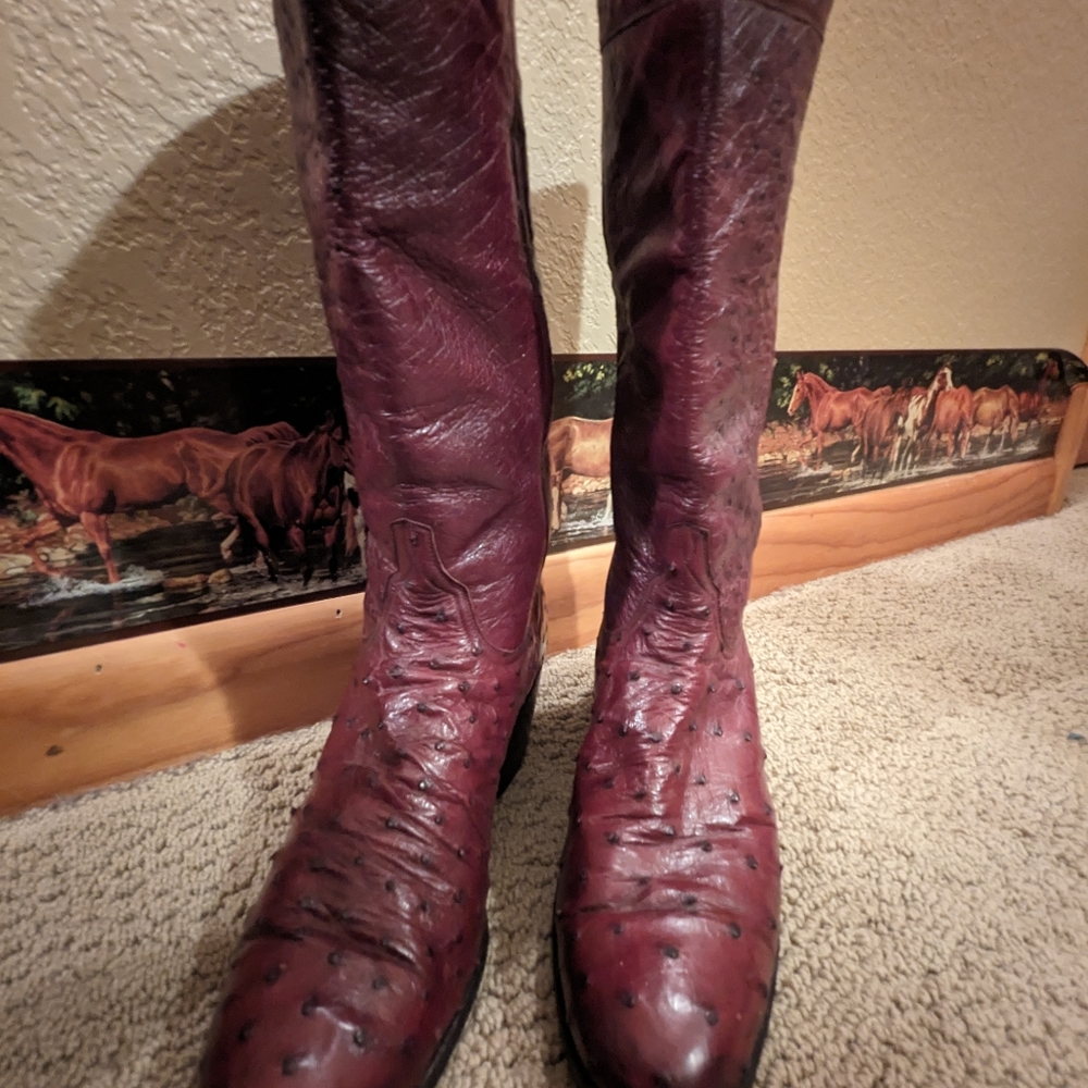 Vintage Littles of San Antonio Ostrich Full Quill custom boots